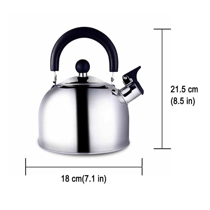 OCATO Safe Whistling Coffee and Tea Kettle Stainless Steel 2.4-Quart Silver Durable N6