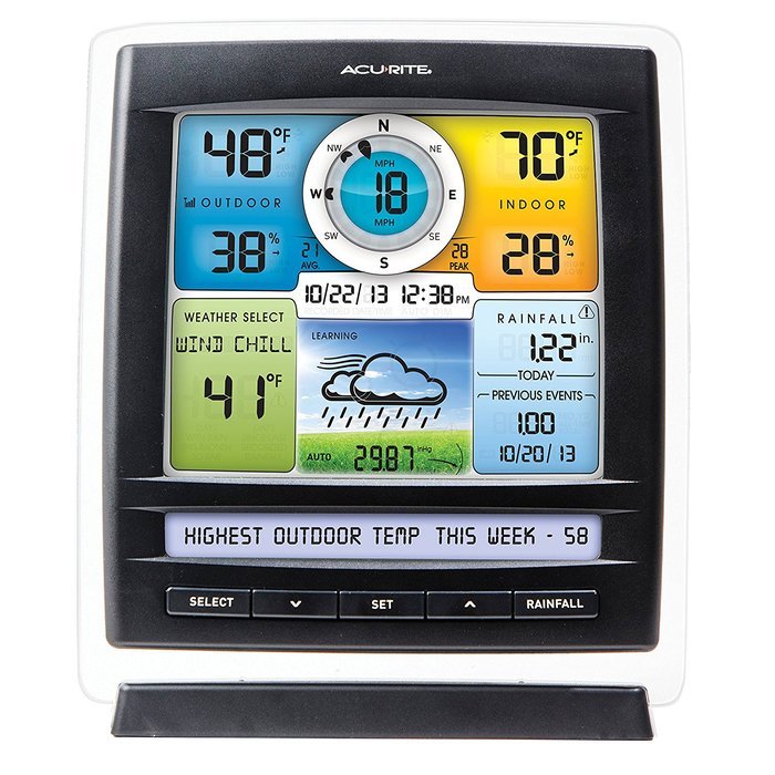 AcuRite 01512 Pro Color Weather Station with Rain, Wind, Temperature, Humidity and Weather Ticker N7