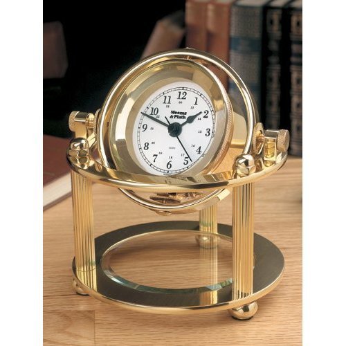 Weems & Plath Solaris Desk Clock with Rectangular Brass Engraving Plate N2