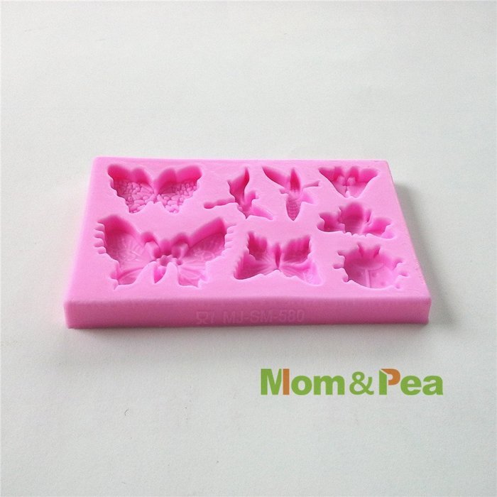 Mom&pea 0534 Butterfly Ladybird Dragonfly Shaped Silicone Mould for Fondant Cake Sugar Paste Cake Decoration 3d...