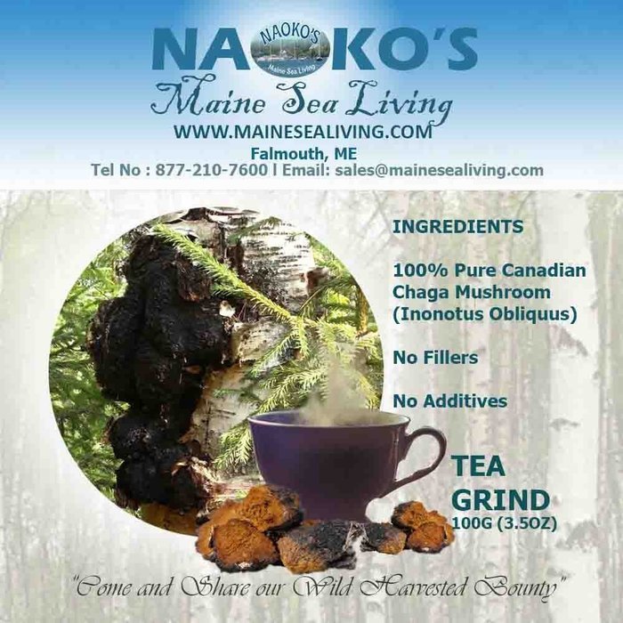 Chaga Tea Grind 3.5oz bag from the Birch forests of New Brunswick, Canada, Chaga Mushrooms N2