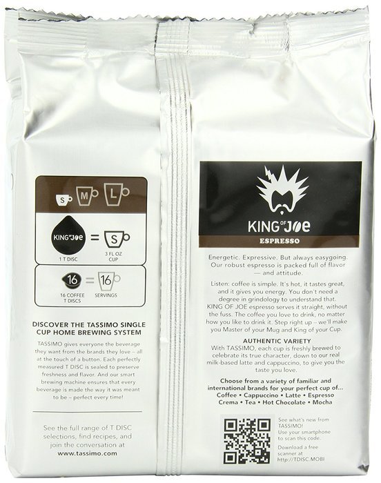 Tassimo King of Joe Espresso, 16-Count 4.45 oz (126g) N2