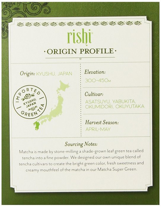 Rishi Tea Organic Matcha Super Green Tea Bags, 15 Count (Pack of 6) N5