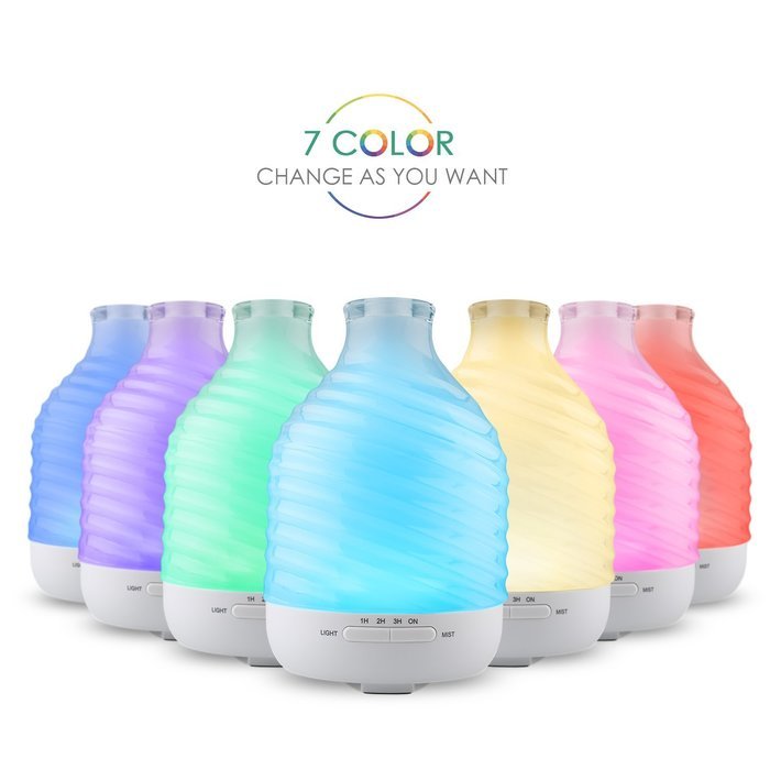 Aiho Deik Essential Oil Diffuser, 200ml Glass Cover Aroma Humidifier Whisper Quiet 4 Timer Modes & 7 Color LED... N3