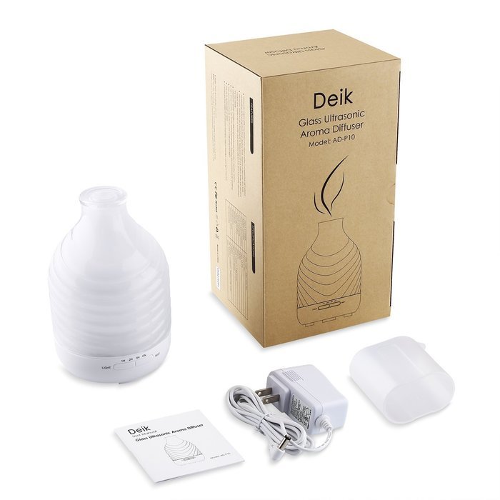 Aiho Deik Essential Oil Diffuser, 200ml Glass Cover Aroma Humidifier Whisper Quiet 4 Timer Modes & 7 Color LED... N4