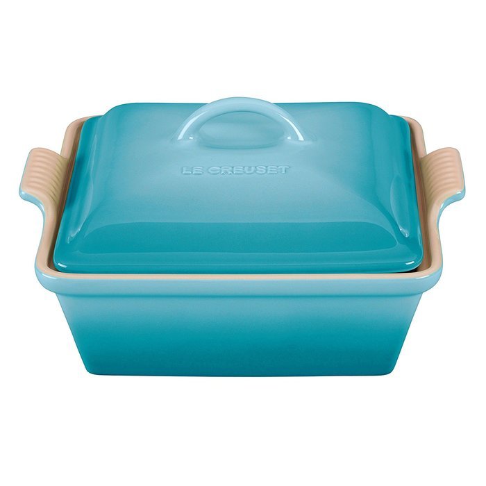 Le Creuset Heritage Stoneware 2-1/2-Quart Covered Square Casserole, Cerise (Cherry Red) N3