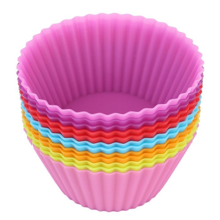 12pcs/pack 2.8inch Soft Silicone Round Shaped Silicon Cake Baking Molds Jelly Mold Silicon Cupcake Pan Muffin...