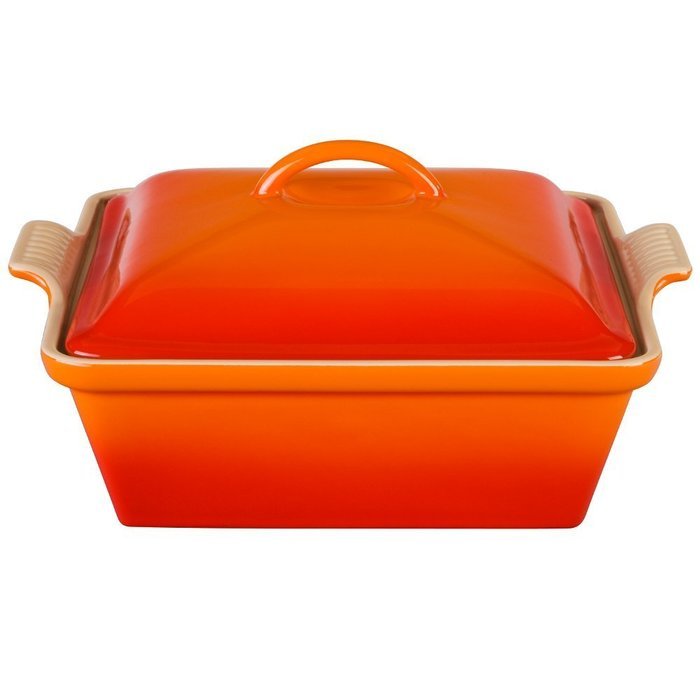 Le Creuset Heritage Stoneware 2-1/2-Quart Covered Square Casserole, Cerise (Cherry Red) N4