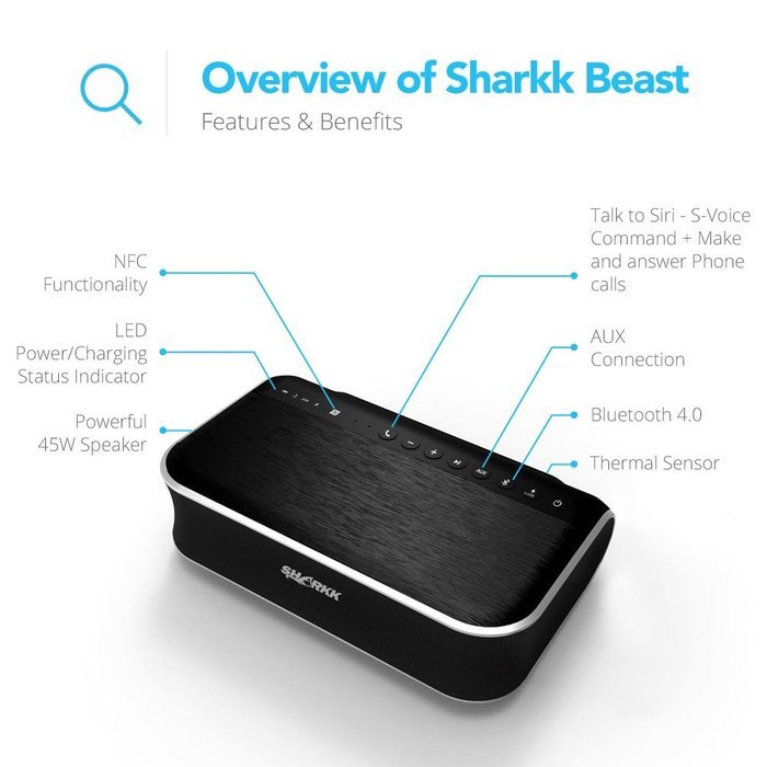 SHARKK BEAST 45W Bluetooth Speaker 2.1 Channel Wireless Speaker with Subwoofer Powerful Home Speaker with 4400mAh...
