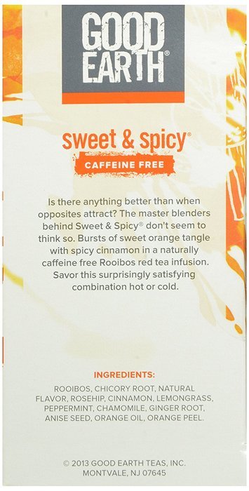 Good Earth Sweet & Spicy Herbal & Black Tea, 18 Count Tea Bags (Pack of 6) N11