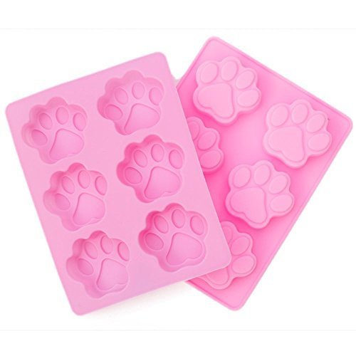 2 Pack-6 Cavity Dog Paw Non-Stick Food Grade Silicone Cake Pan Baking Mold