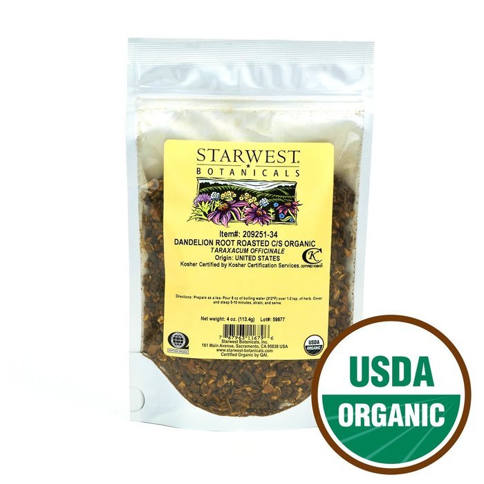 Starwest Botanicals Organic Dandelion Root Roasted Cut [1 Pound] Loose Tea in Bulk