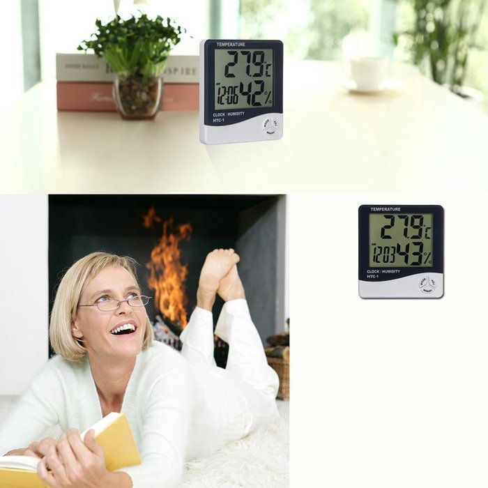 Toch Digital LCD Display Thermometer and Hygrometer with Clock, Calendar and Alarm Features N6