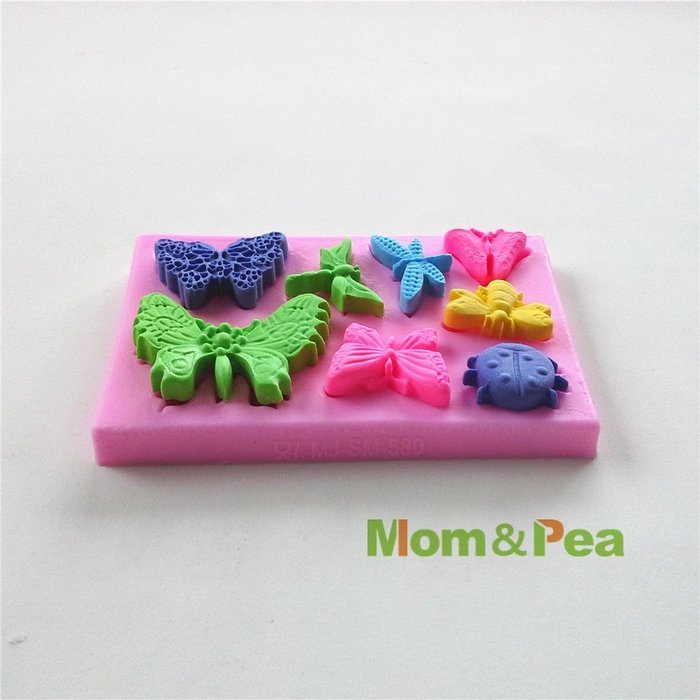 Mom&pea 0534 Butterfly Ladybird Dragonfly Shaped Silicone Mould for Fondant Cake Sugar Paste Cake Decoration 3d... N2