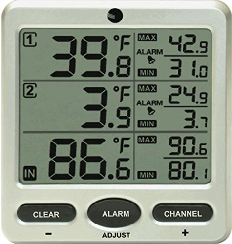 Ambient Weather WS-09 8-Channel Wireless Refrigerator / Freezer Thermometer Alarm Set N5