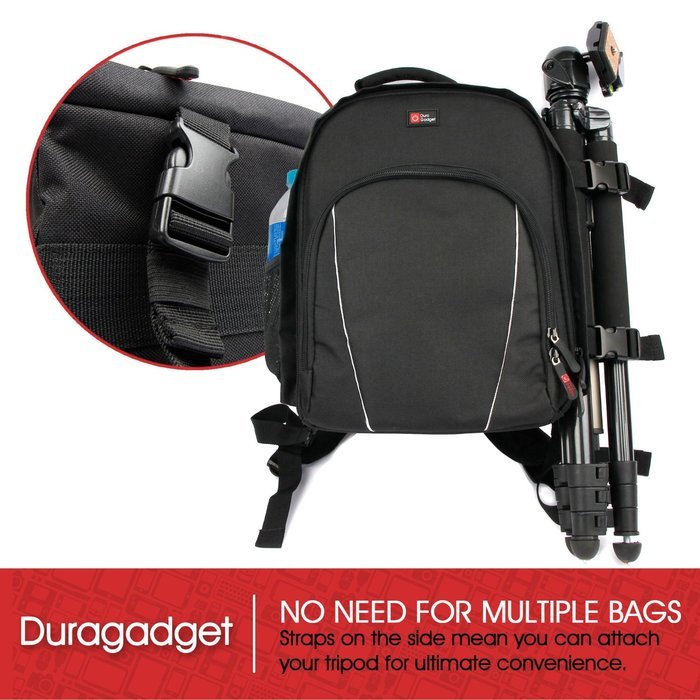 DURAGADGET Premium Quality, Black Water-Resistant Rucksack / Backpack with Customizable Interior & Raincover for... N14