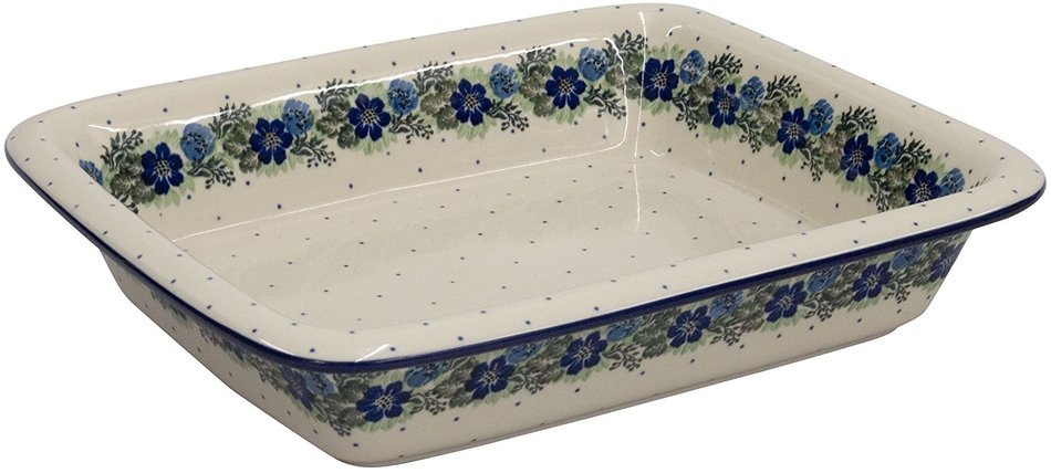New Polish Pottery ROLLED EDGE BAKER LARGE Boleslawiec CA Pattern 1533 Stoneware