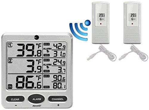 Ambient Weather WS-09 8-Channel Wireless Refrigerator / Freezer Thermometer Alarm Set N7