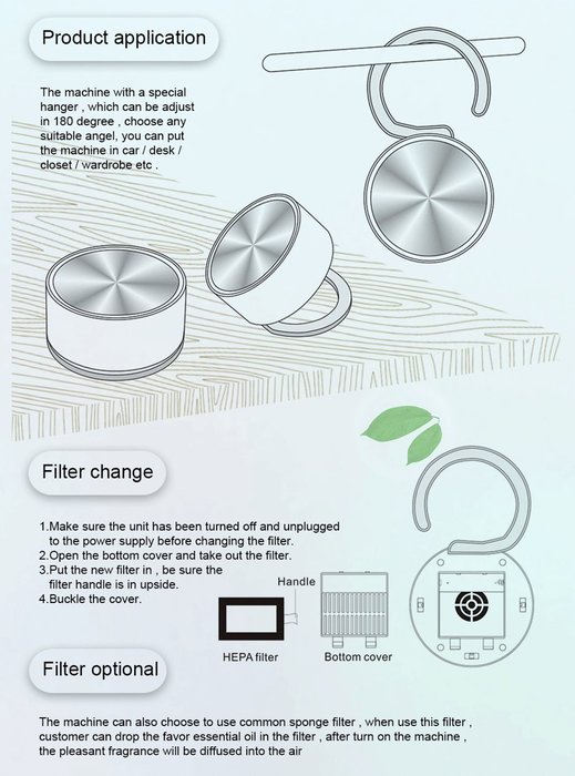 RIGOGLIOSO Ionic Air Purifier, USB Mini Air Purifier, Portable Air Ionizer Ozone Freshener,True Hepa Homes Purifier... N9