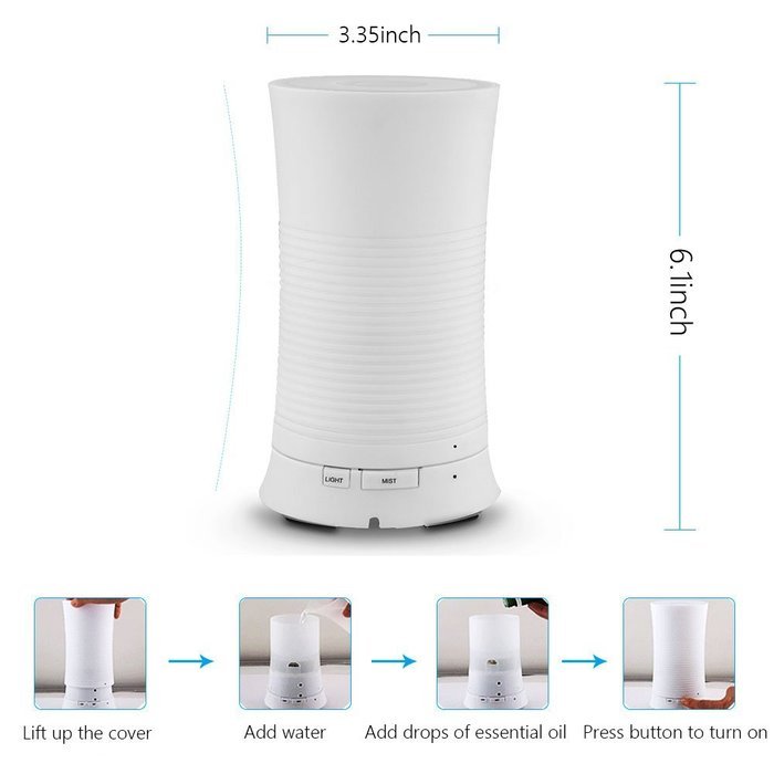 Global-store 100ml Cool Mist Humidifier Ultrasonic Aroma Essential Oil Diffuser with 4 Timer Settings 7 Color...