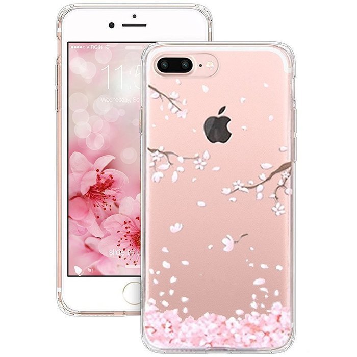 iPhone 7 Plus [5.5''] Case, JIAMY 3D Cherry Leaf Falling Print Cover Vogue Crystal Back Unique Ultraslim Thin... N2