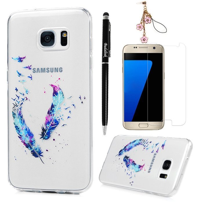 Badalink Galaxy S7 Edge Case Clear Soft TPU Rubber Skin Bumper Case Shockproof Flexible Easy Grip Colorful Painting... N30