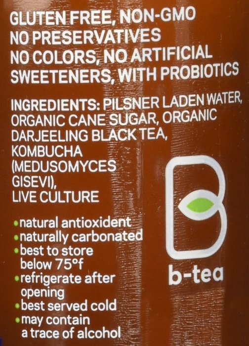 B-tea Kombucha Raw Organic Tea, Only 2g of Sugar, Probiotics & Prebiotic, Kosher, Original, Green Tea, Lemon Balm... N11