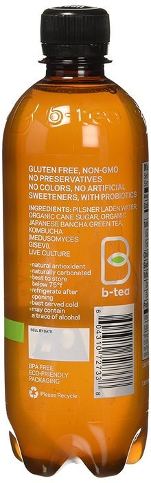B-tea Kombucha Raw Organic Tea, Only 2g of Sugar, Probiotics & Prebiotic, Kosher, Original, Green Tea, Lemon Balm... N12
