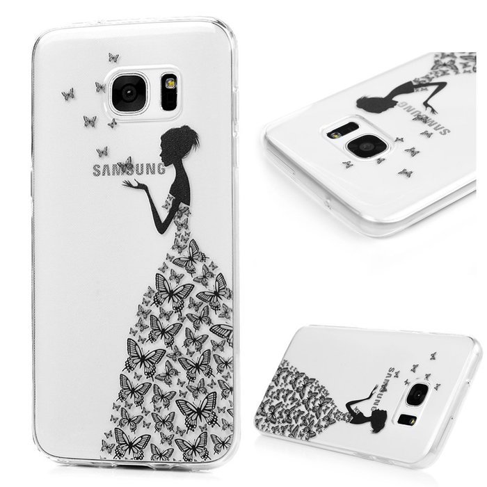 Badalink Galaxy S7 Edge Case Clear Soft TPU Rubber Skin Bumper Case Shockproof Flexible Easy Grip Colorful Painting... N37