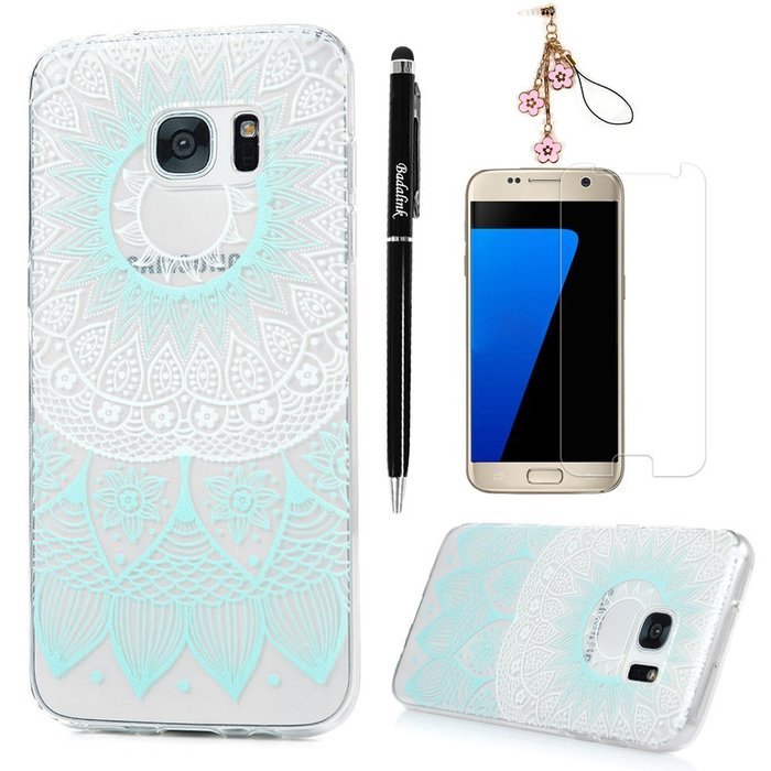 Badalink Galaxy S7 Edge Case Clear Soft TPU Rubber Skin Bumper Case Shockproof Flexible Easy Grip Colorful Painting... N39