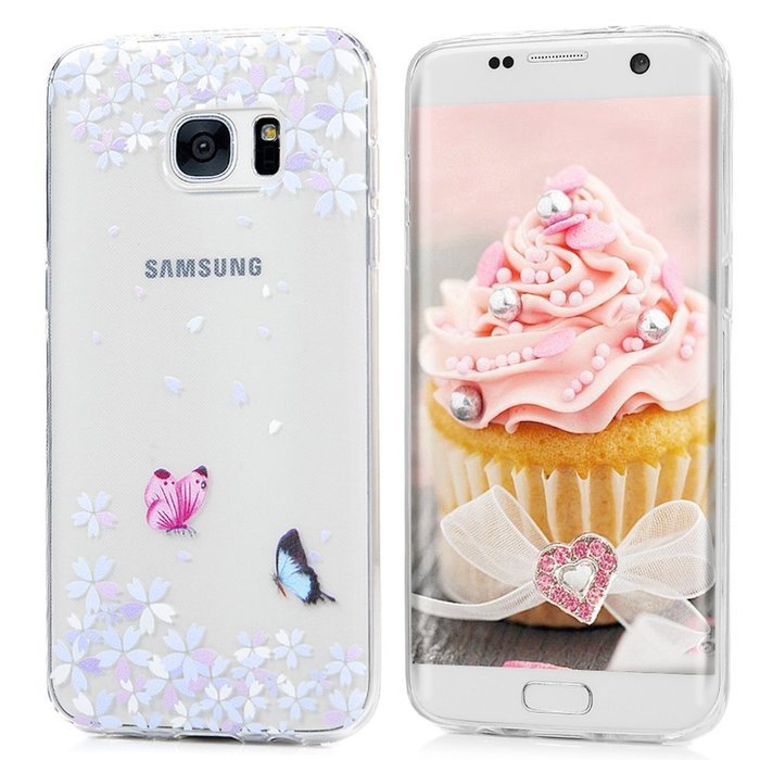 Badalink Galaxy S7 Edge Case Clear Soft TPU Rubber Skin Bumper Case Shockproof Flexible Easy Grip Colorful Painting... N45