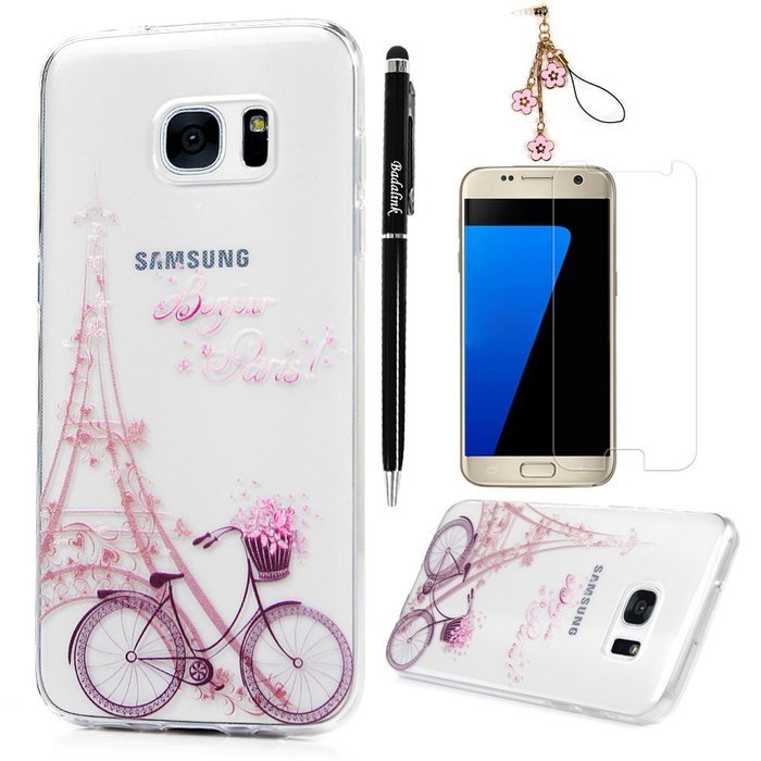 Badalink Galaxy S7 Edge Case Clear Soft TPU Rubber Skin Bumper Case Shockproof Flexible Easy Grip Colorful Painting... N46