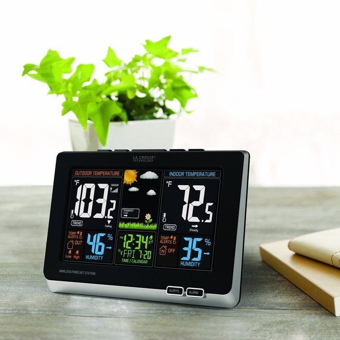 La Crosse Technology 308-1414B Wireless Atomic Digital Color Forecast Station with Alerts, Black