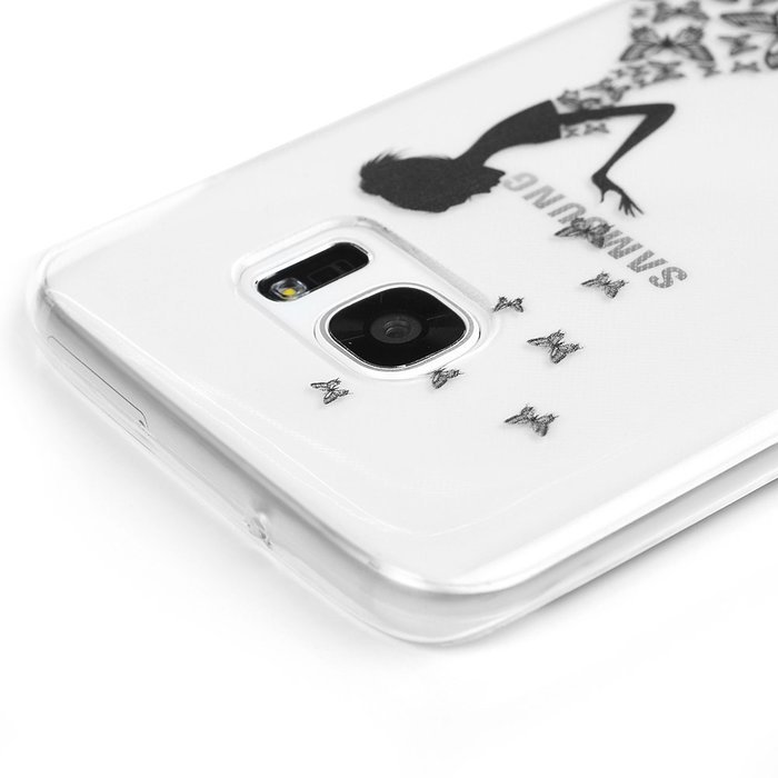 Badalink Galaxy S7 Edge Case Clear Soft TPU Rubber Skin Bumper Case Shockproof Flexible Easy Grip Colorful Painting... N64