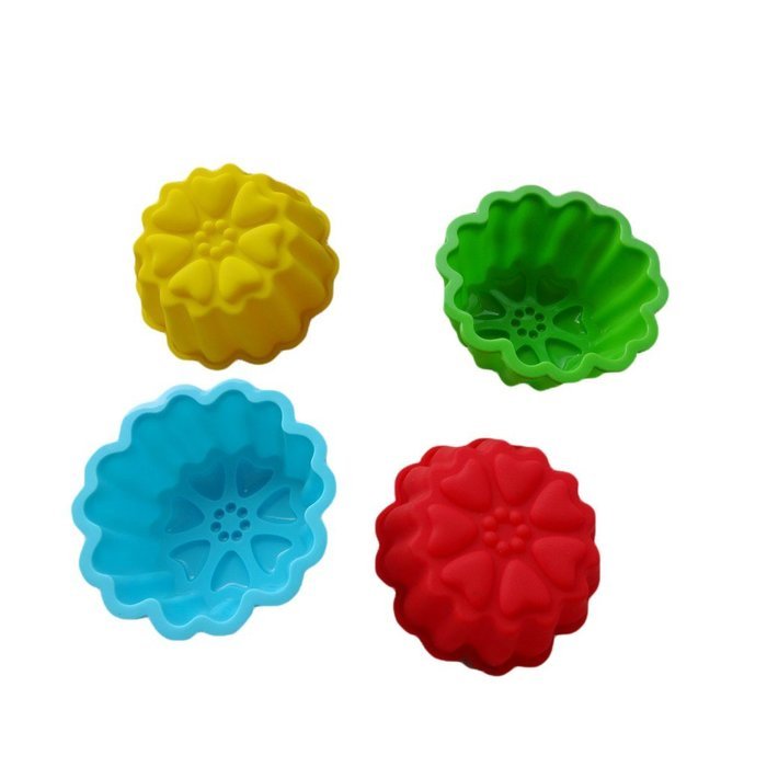 Pack of 10 Fantasy Flowers Jelly Pudding Silicone Cake Mold Pan 3.7"x2.7"x1.7" Color At Random