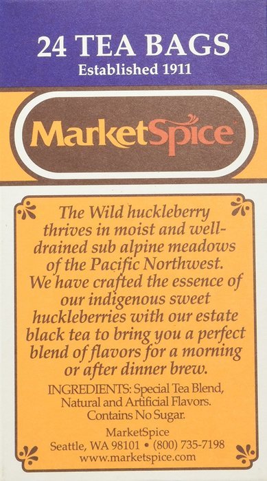 Marketspice Huckleberry Tea Bags, Box of 24 bags (2 oz) N2