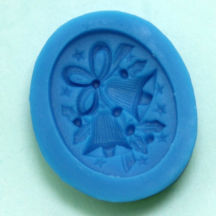 2pcs Silicone Mold Fondant Molds Christmas Cake Mould Mini(Christmas Gift/Bell) N3