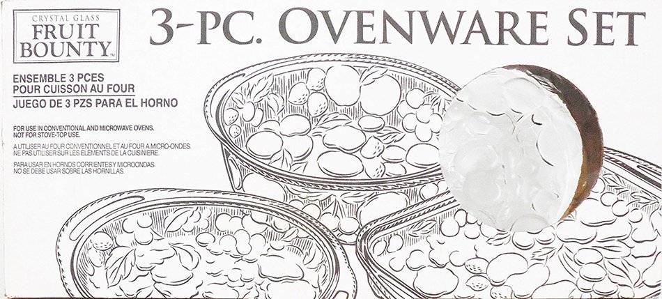Indiana Crystal Glass Fruit Bounty 3-PC. Ovenware Set Baking Dish, Casserole Dish And Pie Plate