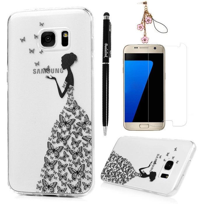 Badalink Galaxy S7 Edge Case Clear Soft TPU Rubber Skin Bumper Case Shockproof Flexible Easy Grip Colorful Painting... N78