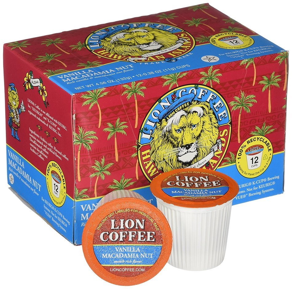Lion Coffee Vanilla Macadamia Nut for Keurig K-cup Machines (12 Cups/box) N3