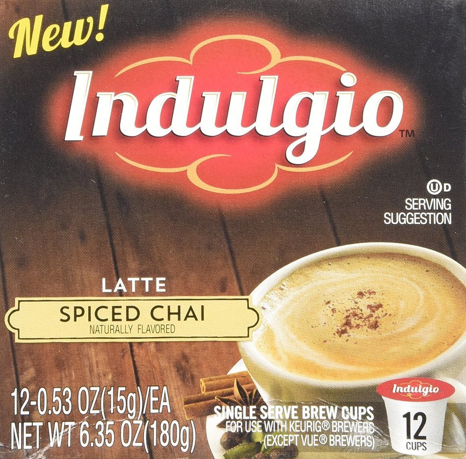 Indulgio Spiced Chai Latte, 12-Count Single Serve Cup for Keurig K-Cup Brewers N4