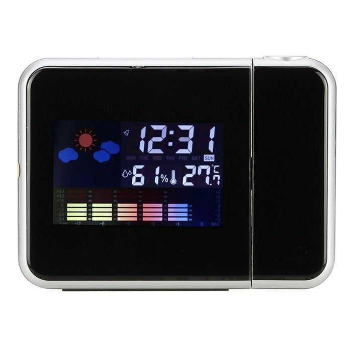 Projector Alarm Clock, Warmhoming 180 Degree Digital Weather Clock with Colorful Screen LED Backlight, Weather...