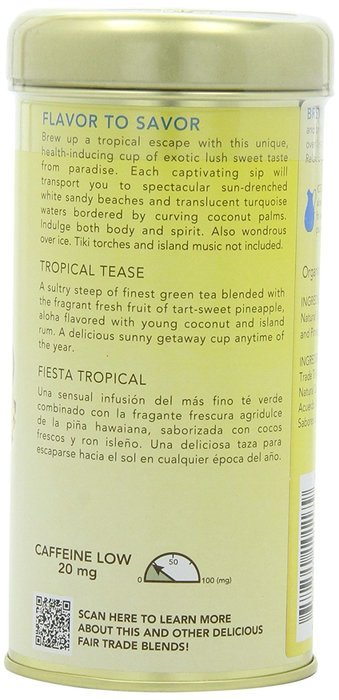 Zhena's Gypsy Tea, Coconut Rum Tropical Green Tea, 1.55 Oz, 22 Count Tea Sachets N2