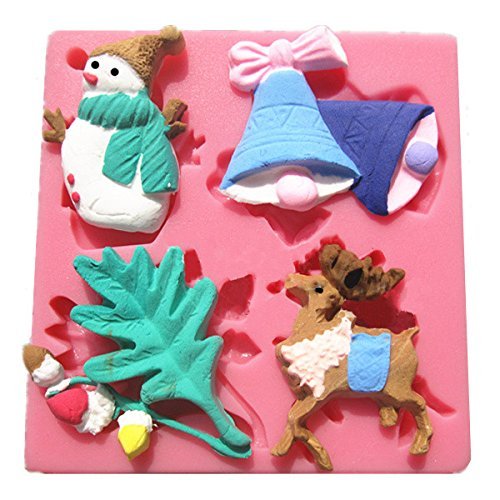"Leaf Bell Snowman Elk Silicone Fandant Mold Chocolate Clay Mould" shopping
