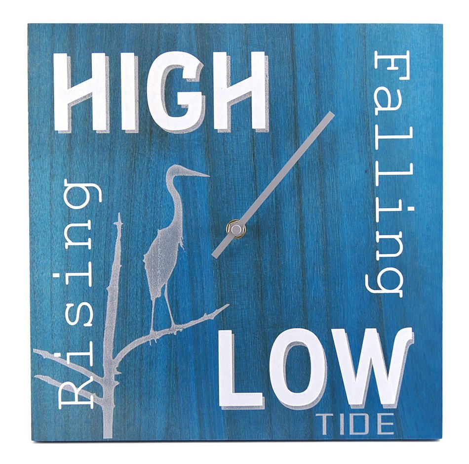 OldBleu Tide Clock - Blue Heron - Coastal Gift Nautical (B&W) N4