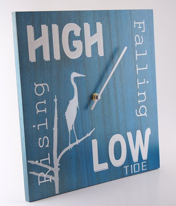 OldBleu Tide Clock - Blue Heron - Coastal Gift Nautical (B&W) N5