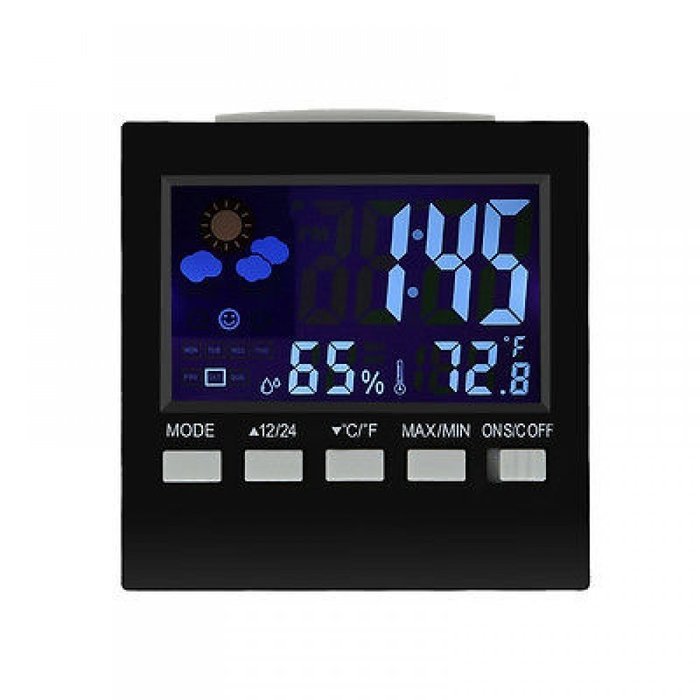 Youzee Indoor Temperature and Humidity Monitor Digital Alarm Clock Night Lighting LCD