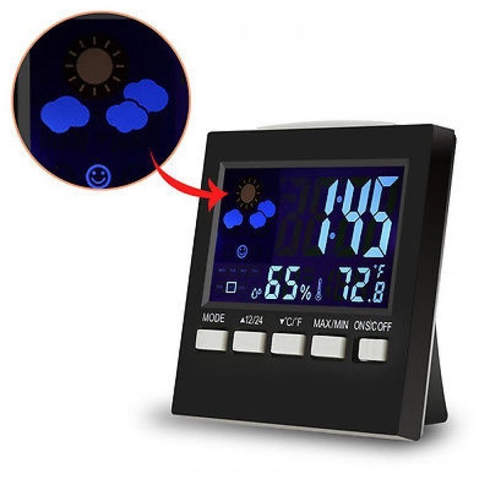 Youzee Indoor Temperature and Humidity Monitor Digital Alarm Clock Night Lighting LCD N5