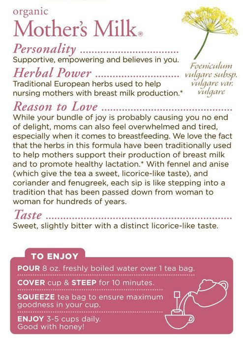 Traditional Medicinals Organic Mother&rsquo;s Milk Tea, 16 Tea Bags (Pack of 6) N12