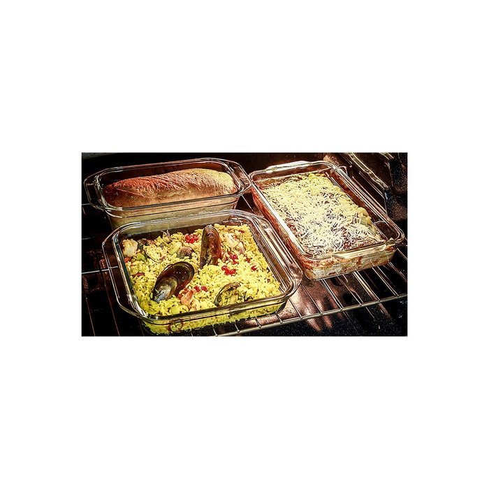 Glasslock 4-Piece Oven Safe Bakeware Rectangle Set, 11 by 7-Inch N2